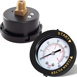 190059 Pool Filter Pressure Gauge for Pen-tair Sand Filter, Pool & Spa Valve Filters, 1/4'' NPT Pool Pump Pressure Gauge Replacement for Hayward Pool Filter, 2'' Dial, Waterproof, Adjustable Bezel