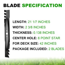 AEagle Mower Toothed Blade for Cub Cadet MTD Troy Bilt 942-04308-X LTX1040 RZT-L42 Mustang XP 42-inch Deck LTX1040 T3000 T8000 Huskee LT4200 Columbia CLT42G