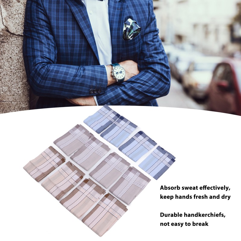12 Pcs 40cm Cotton Men Handkerchiefs Elderly Handkerchief Sweat Absorbent