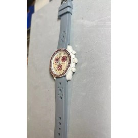 Swatch 20mm GRAY Vulcanized Caoutchouc Racing Omega "Mission to Pluto" SWATCH