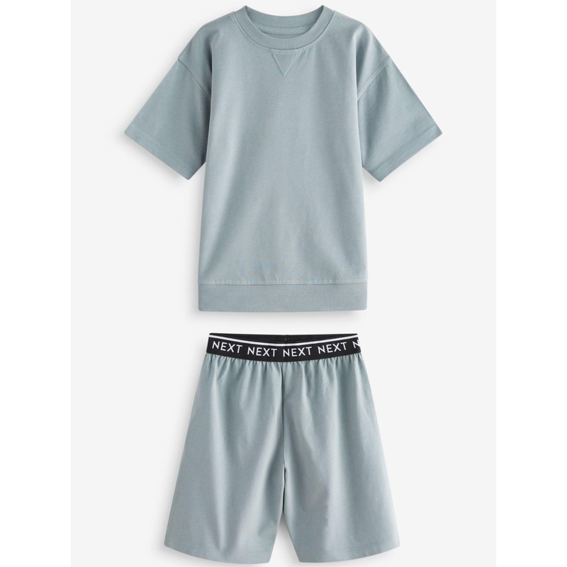 NEXT 3 Pack 100% Cotton Short Pyjamas, Sage Green