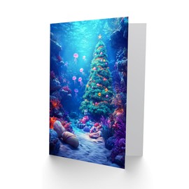 Artery8 Underwater Decorated Tree Coral Reef For Child Kids Xmas Festive Christmas Card