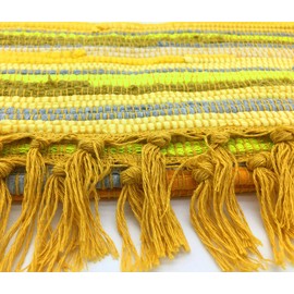 Zeafeel Chindi Rag Rug, Machine Washable Cotton Reversible Rag Rug Hand Woven Multi Color Striped Area Rug Floor Rugs for Bedroom, Living Room, Kitchen and Laundry Room (20'' x 31", Yellow)