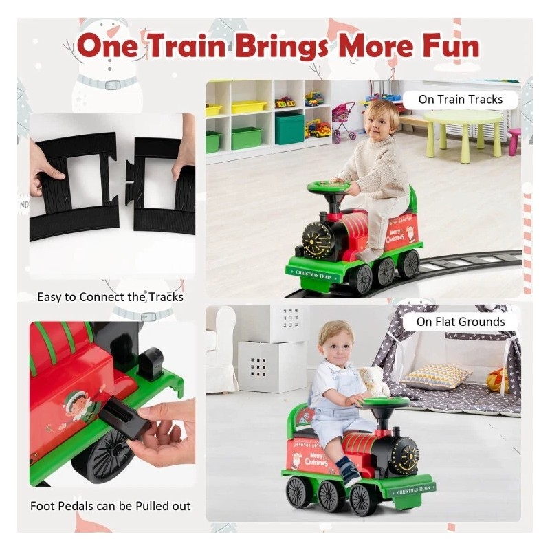 Costway 6V Battery Powered Kids Ride On Electric Train Set