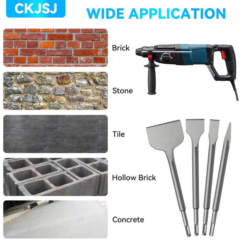 Chisel Set with SDS Plus Shanks,4pc Masonry Concrete Drill Bit