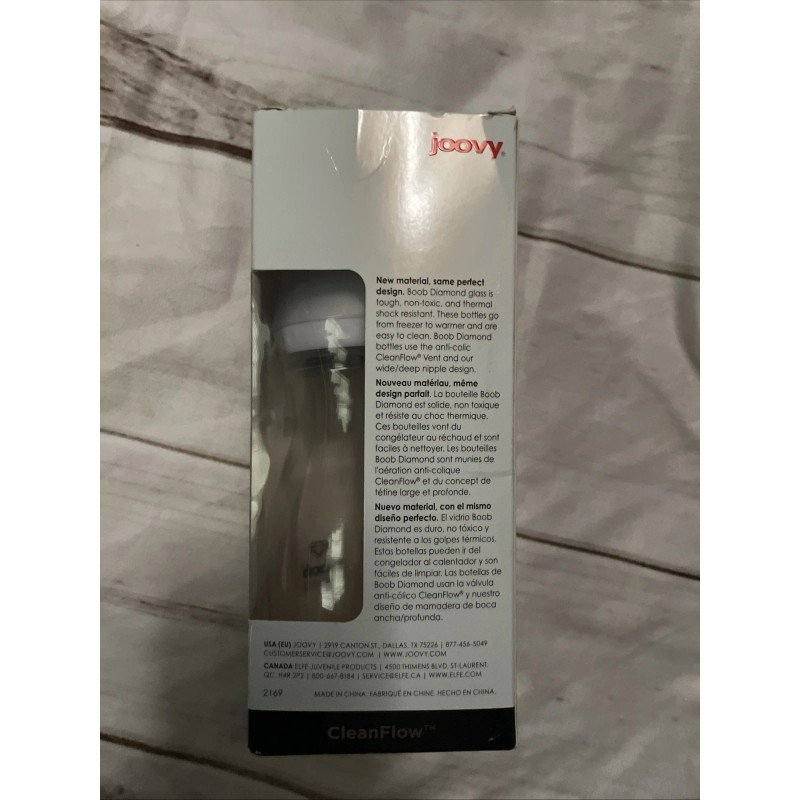 Joovy NIB JOOVY BOOB DIAMOND glass 8oz/240ml 3months+ baby bottle