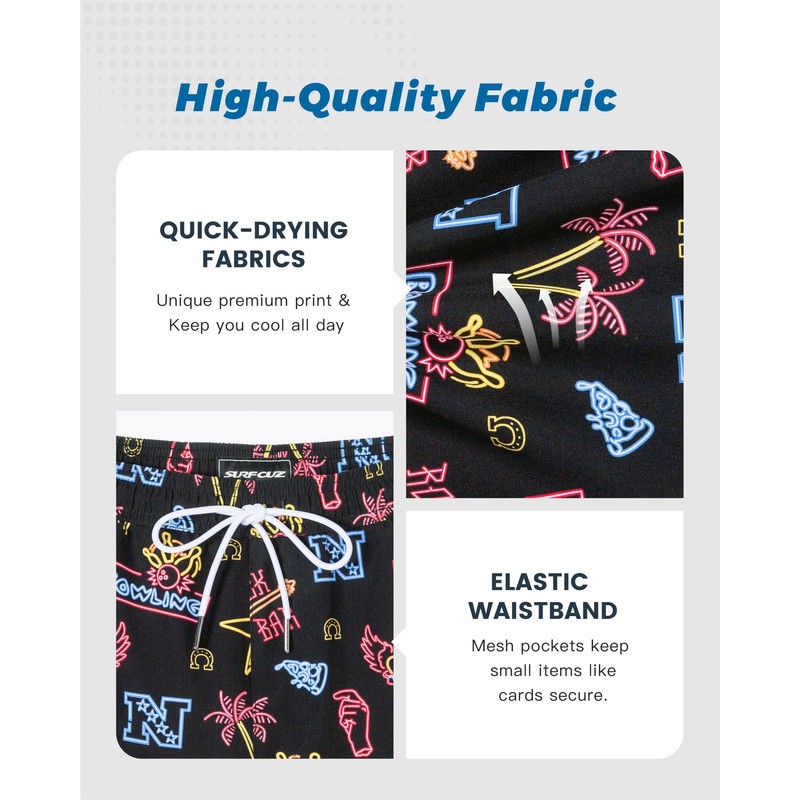 SURF CUZ Mens Swim Trunks with Compression Liner 5" Swim