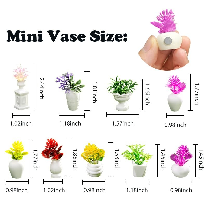 9 Pack Cute Fridge Magnets, Mini Artificial Plants Refrigerator Magnets