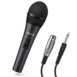 Fifine Handheld Karaoke Microphone for Singing, Wired Dynamic Mic with 4.5m Detachable XLR Cable for Vocal, Speaker with On/Off Switch, Compatible with Karaoke Machine-K6