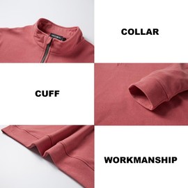 TRUSMOL Quarter Zip Pullover Men Performance Moisture Wicking Heather Golf Pullover Sports 1/4 Zip Pullover Mens Sweatshirt, Red, Large