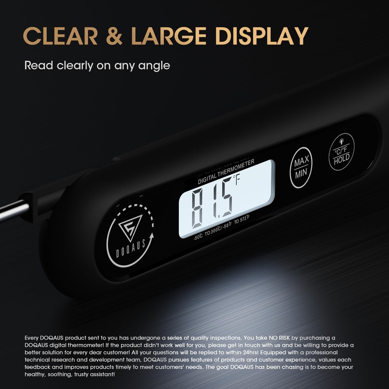 DOQAUS Meat Thermometers, 3S Instant Read Food Thermometer, Accurate Meat