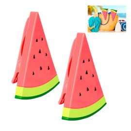 GWAWG 2 PCS Watermelon Shaped Durable Quilt Towel Clip Plastic, Novelty Sunbed Beach Pegs, Large Sized Laundry Pegs for Holiday, Beach, Pool