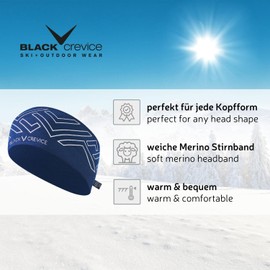 BLACK CREVICE Merino Headband, Stylish One Size Headband, Unisex Headband Made of 70% Merino & 30% Polyester, Sports Headband, One Size Knitted Headband, Black