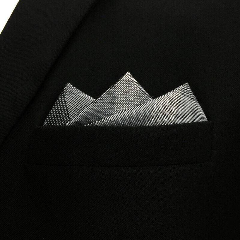 S1 SHLAX&WING Check Grey Men's Necktie 100% Silk, 3.1 x