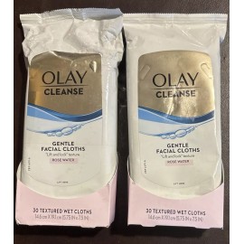 Olay Cleanse Rose Water Gentle Facial Cloths Lift & Lock Texture 2 Pack