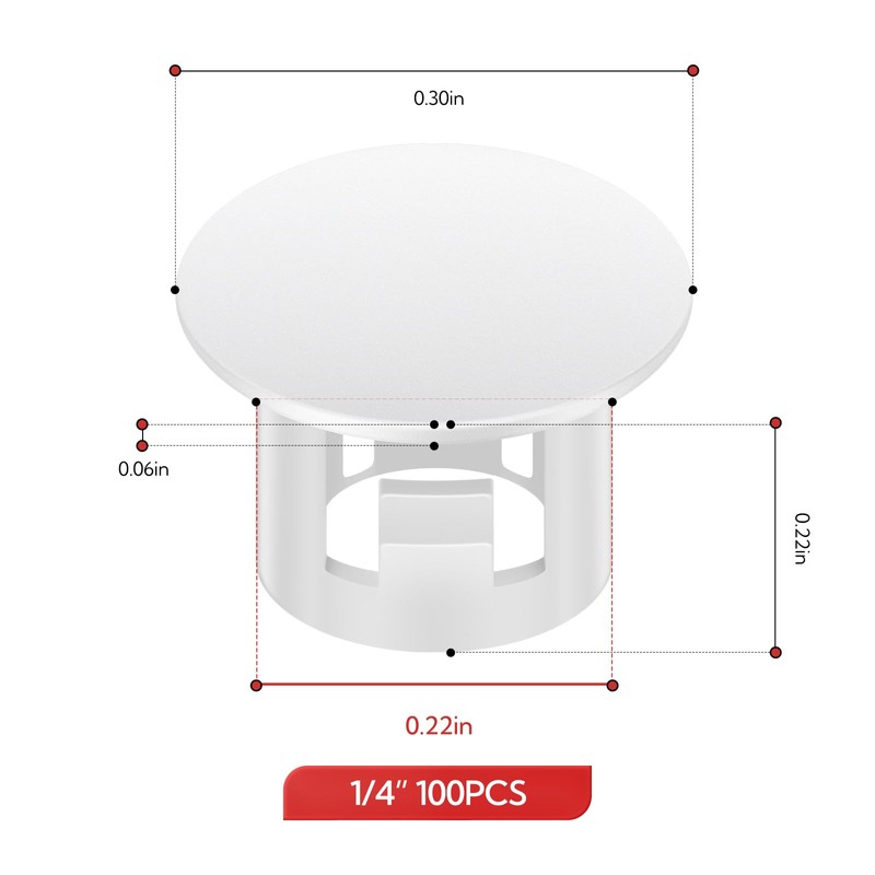 GAGIRA 100PCS 1/4" Plastic Plugs Hole, Cabinet Hole Decorative Covers,