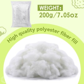 200g/7oz Polyester Poly Filling Stuffing, (1.8oz-1.21 lb) Premium Fiberfill Polyfill Stuffing for Stuffed Animals, High Resilience Fiber Fill Stuffing for Crafts, Crochet Stuffing