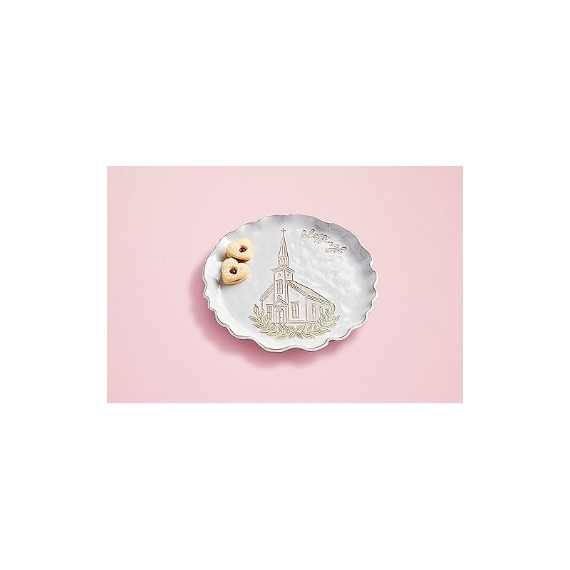 Mud Pie Church Blessing Platter, 12 1/2" dia, WHITE
