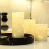 H-BLOSSOM Flickering Flameless Candles Ivory Real Wax Pillar with Embedded