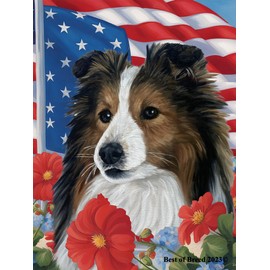 Sheltie Sable - Best of Breed All-American Patriotic I Garden Flag