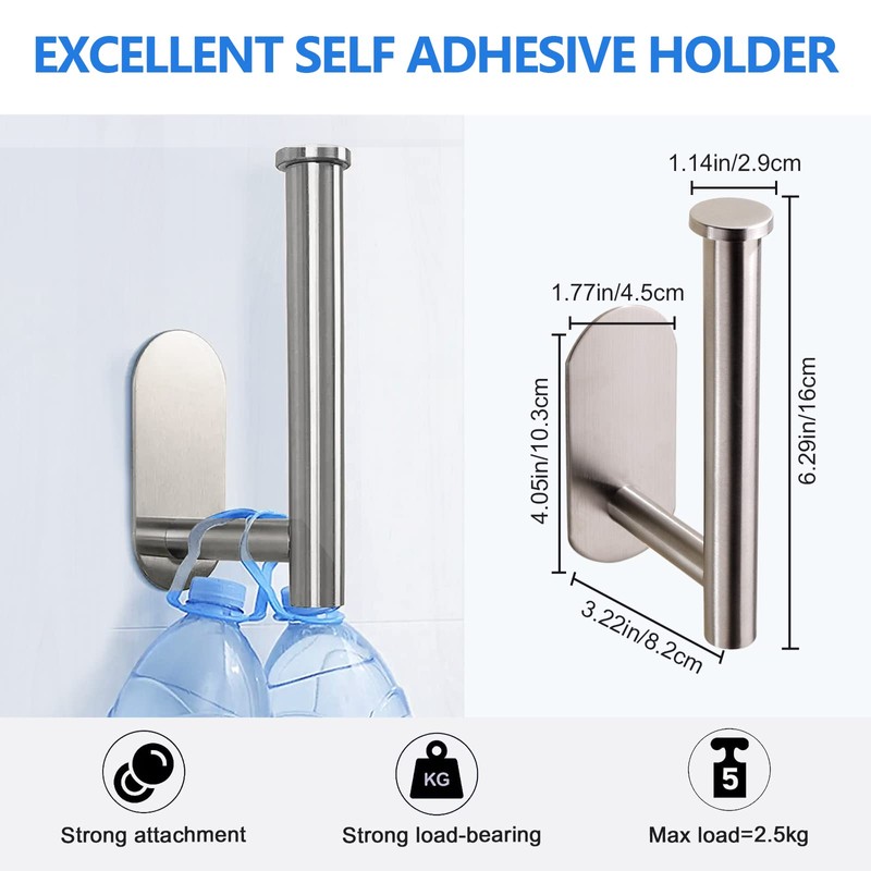 Toilet Paper Holder Self Adhesive, Premium Thicken Stainless Steel Rustproof