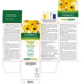Marigold (Calendula officinalis) Head (Blossoms) Naturalma | 150 g | 300 Tablets of 500 mg | Dietary Supplement | Natural and Vegan