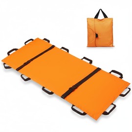 AUSTYLCO Portable Transport Stretcher Medical with 12 Rubber Foam Handles Waterproof Folding Stretcher Folding for Emergency Lightweight Patient and Animals Transport 400 Capacity (72" x 27" Black)