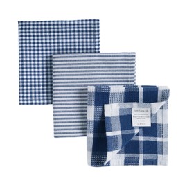 LANE LINEN 100% Cotton Kitchen Dish Cloths, Ultra Soft Absorbent Quick Drying Dish Towels, Multiweave Wash Cloths Dish Towel Sets, 13x13 Inches, 12 Pack - Navy