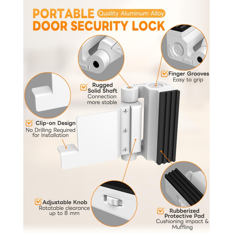 Anobeyi Portable Door Lock for Travel, Adjustable No Drilling Door