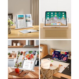 Book Stand, Bookstand, Stylish, Tablet, Bookstand, 180°, Adjustable Angle, Excellent Stability, Easy to Carry, Easy to Page, Pure White, 100% Non-Recycled PP, Odorless Material, Kindle Cell Phones
