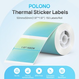 Thermal Labels for POLONO PM220S Label Maker, 2 inch (50mm) Thermal Label, Waterproof, Multi-Purpose Label Tape, 1 Roll of 150 Self-Adhesive Thermal Paper Gradient Green