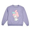 My Melody Big Face Plush Character Women's Purple Crew Neck
