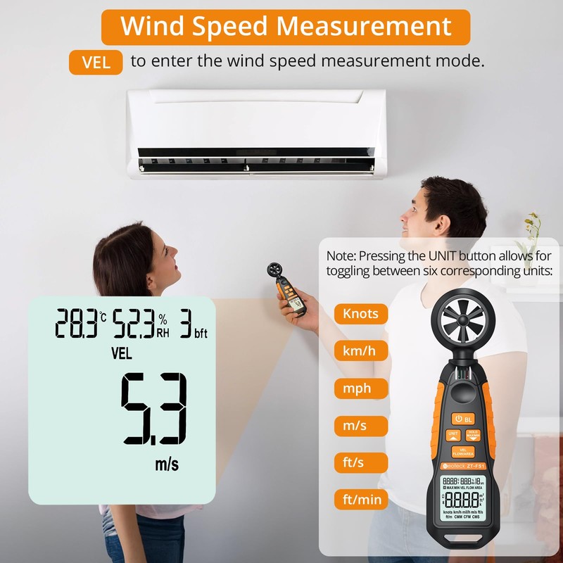 Neoteck Anemometer Wind Meter Tests Wind Speed and Airflow with
