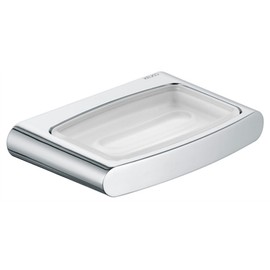 KEUCO Seifenablage aus Metall Chrom glänzend mit Echtkristall-Schale, Kristall-Glas klar, für Badezimmer Dusche Küche, Wandmontage, Seifenablage, Seifenhalter, Elegance