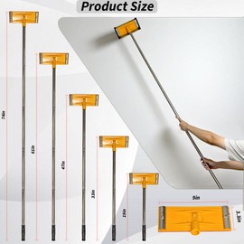 Drywall Pole Sander with Adjustable Extension Pole (19-74 Inch) & 10 Sandpaper Sheets (60,150,240,320,400 Grit) - Manual Hand Sander for Effortless Sanding & Painting Prep