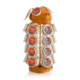 Made Easy Kit Carousel Coffee Pod Holder, Compatible with Keurig K-Pods K-Cups, Countertop Rack Storage Organizer, Metal Home and Kitchen Decor, Capsule Café Station Bar (Small, Brown Dog)