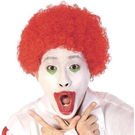 Short Afro Kinky Curly Wig for Men Women, Synthetic Funny  Wigs, Costume Party Hair Replacement Heat Resistant Fiber(Black) - Color: Red