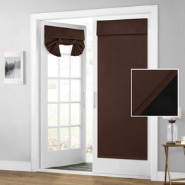 HOMEIDEAS 100% Blackout French Door Curtains, Privacy Door Curtains for Door Window, 34 X 68 Inch Room Darkening Curtains, Thermal Insulated Door Window Shades for Bedroom, (1 Panel, Brown)