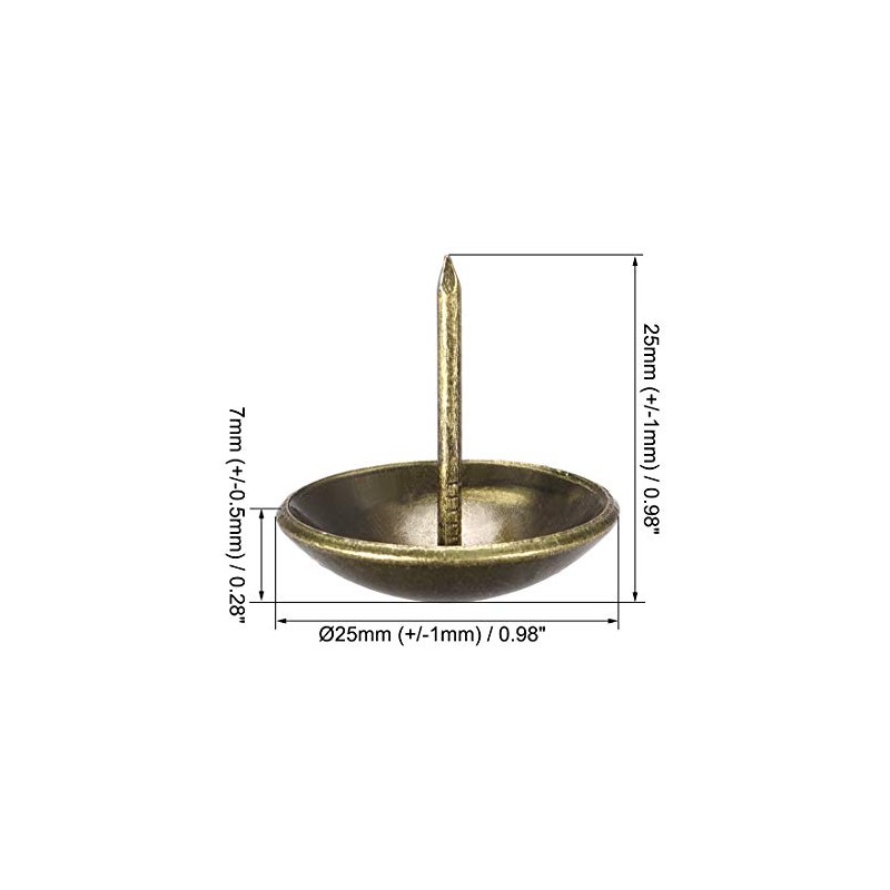 sourcing map Upholstery Nails Tacks 25mm Dia 25mm Height Retro