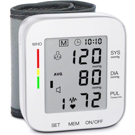 MMIZOO Wrist Blood Pressure Monitor Large LCD Display BP Machine Adjustable Cuff 5.31-7.68 inch Automatic 99x2 Sets Memory with Carrying Case for Home Use (W1681)