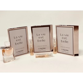 Lancôme 4 pc - 1 La Vie Est Belle EDP Mini .13oz no box 3 spray vials on cards NEW 4 pac