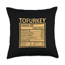 Nutritional Facts Labels Thanksgiving Gifts Store Thanksgiving Christmas Funny Tofurkey Nutrition Facts Throw Pillow, 18x18, Multicolor