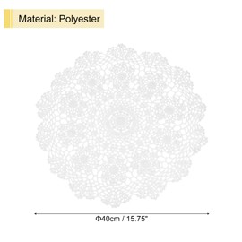 sourcing map Handmade Crochet Placemats, 16inch Round Retro Table Mat Doilies Vase Mat Coaster Sunflower for Dining Table Home Decoration, White
