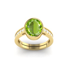 LMDPRAJAPATIS 3.25 Carat 6X8 MM Oval peridot Birthstone 22 k Gold Plated Jewellery Ring (Gemstone Tested By Lab Certificate)