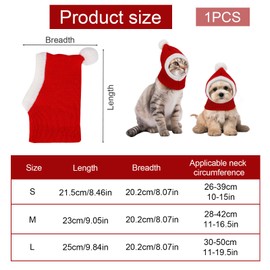 Christmas Pet Hat, Red Christmas Knitted Cat Hat Warm Winter Santa Dog Hat Neck Ear Warmer Headband Protector Costume Christmas Headwear for Pet Christmas Outfit Decoration (M)
