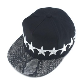 Star Line Embroidered Star Adjustable Snap Back Cap with Flat Brim