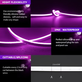 OWOFYDR Neon Light Strip-2PCS/10M/32.8FT/Purple/Flexible and Waterproof LED Rope Light with Mounting Accessories for Indoor & Outdoor Decoration,[No Adapter]