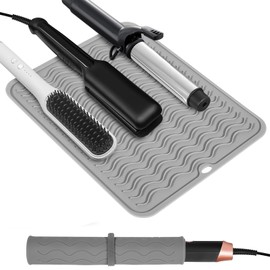 Quccefods Heat Resistant Mat Oversize Curling Iron Mat Silicone Hot Hair Tools Mat for Hair Straightener,Flat Irons,Hair Styling Tools Countertop protection Portable Travel Mat 14.2" x 11"