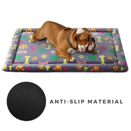 Extra Softness 46 X 30 Inches Pet Sleeping Mat for Small Medium Large Dogs Puppies, Non Slip Dog Bed Mat, Vivid Bone and Paw