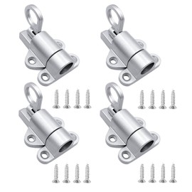 SyiXute 4 Pieces Automatic Locking Door Bolt, Spring Bolt Lock Made of Aluminium Alloy, Spring Lock with Screws for Windows, Wooden Doors, Cabinet Doors (Silver)